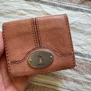 Pink fossil leather wallet